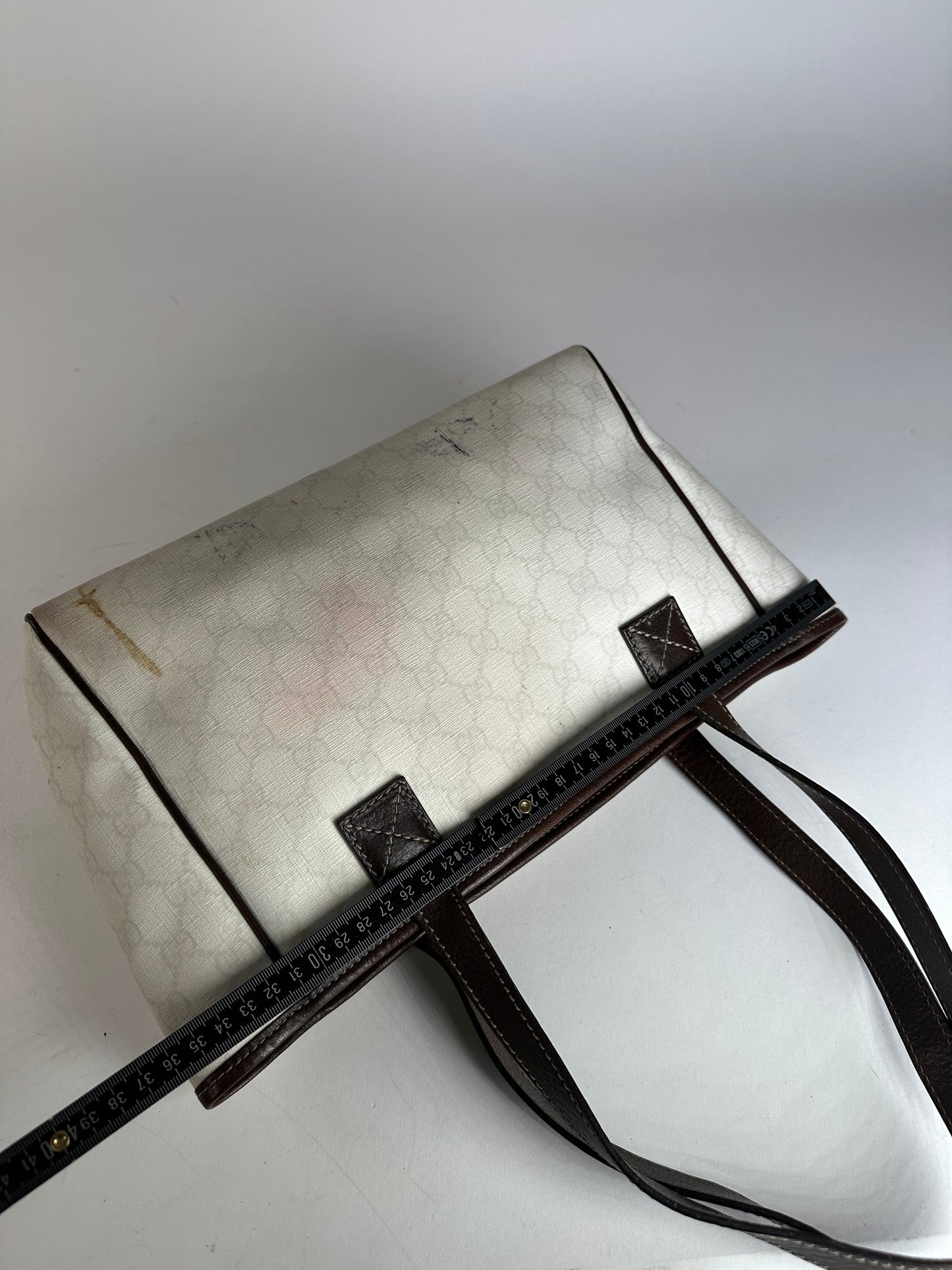 Vintage Gucci Monogram Tote Bag White Black