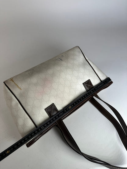Vintage Gucci Monogram Tote Bag White Black