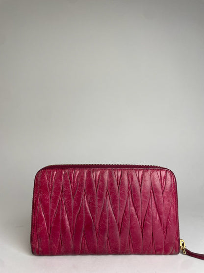 Vintage Miu Miu Metallasse Leather Wallet Pink