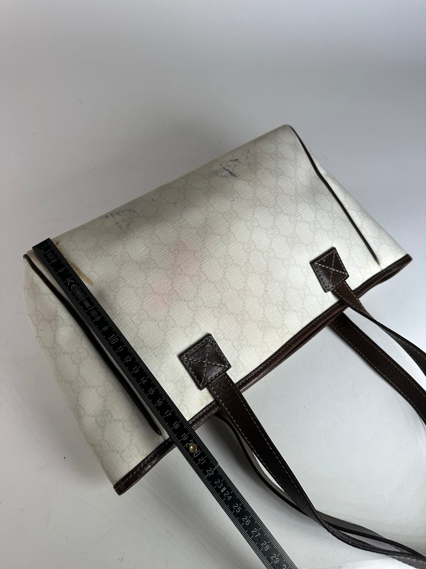 Vintage Gucci Monogram Tote Bag White Black