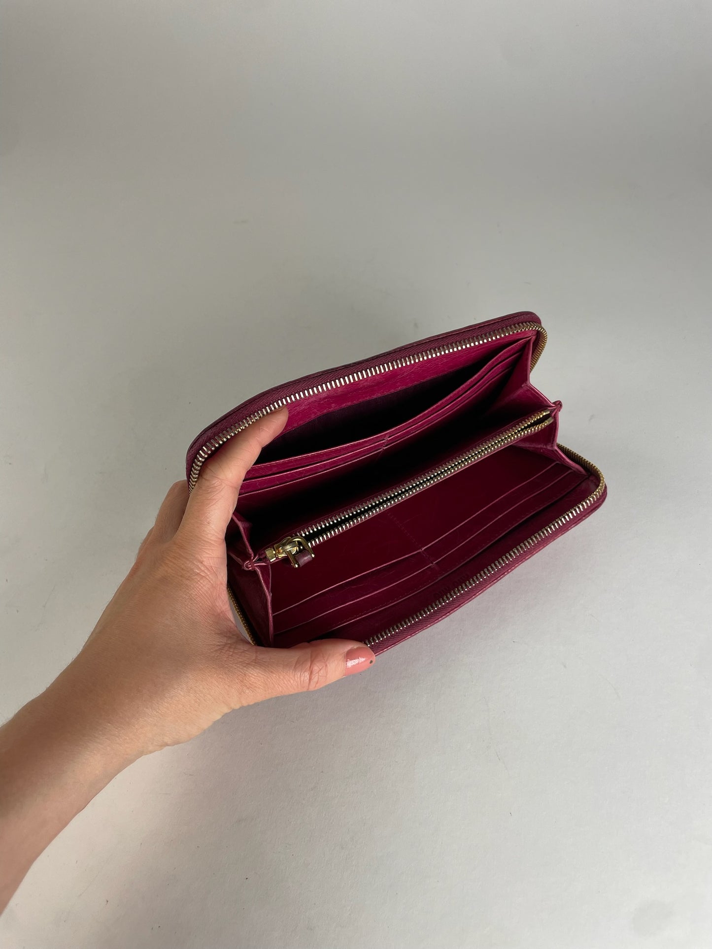 Vintage Miu Miu Metallasse Leather Wallet Pink