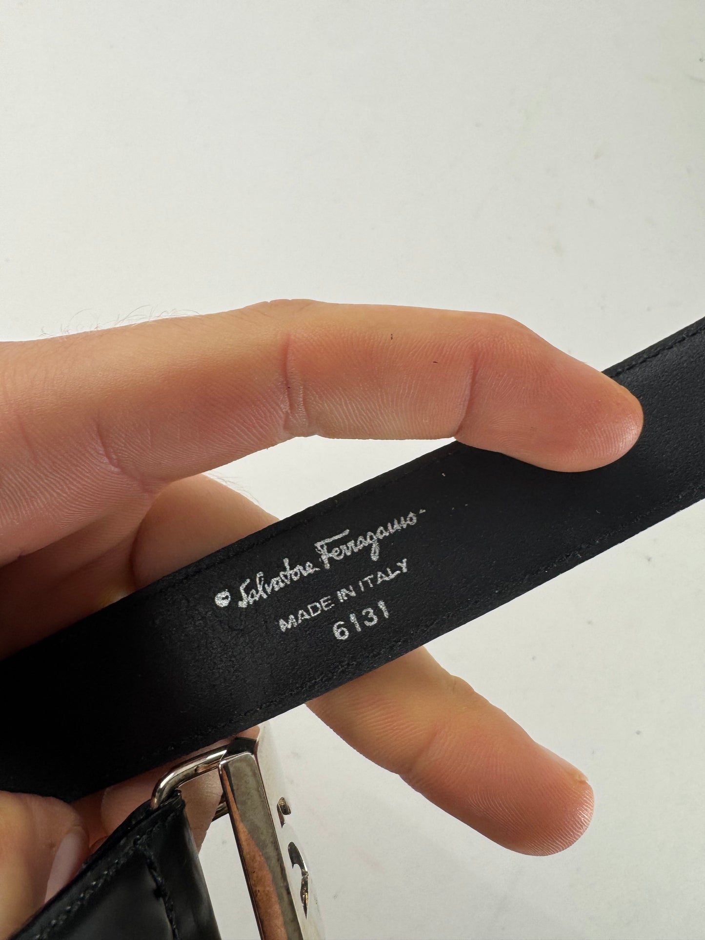 Vintage  Salvatore Ferragamo Patent Leather Belt Black