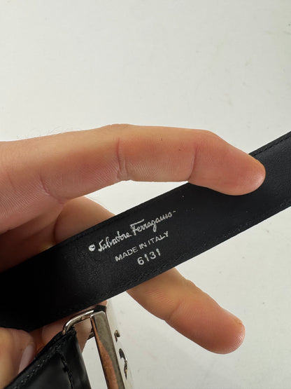 Vintage  Salvatore Ferragamo Patent Leather Belt Black
