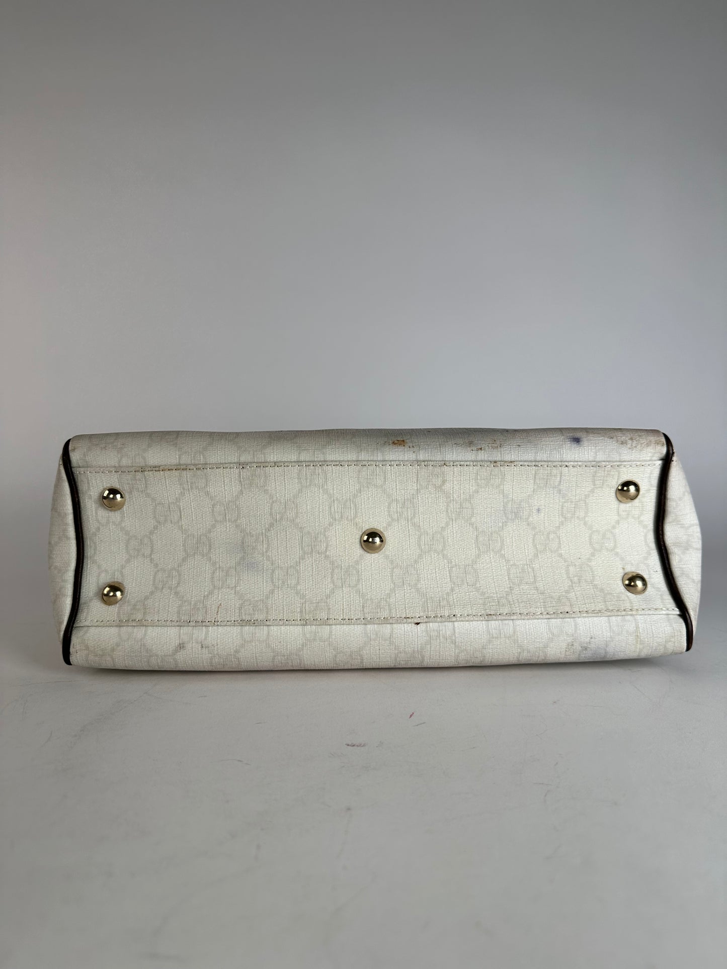 Vintage Gucci Monogram Tote Bag White Black