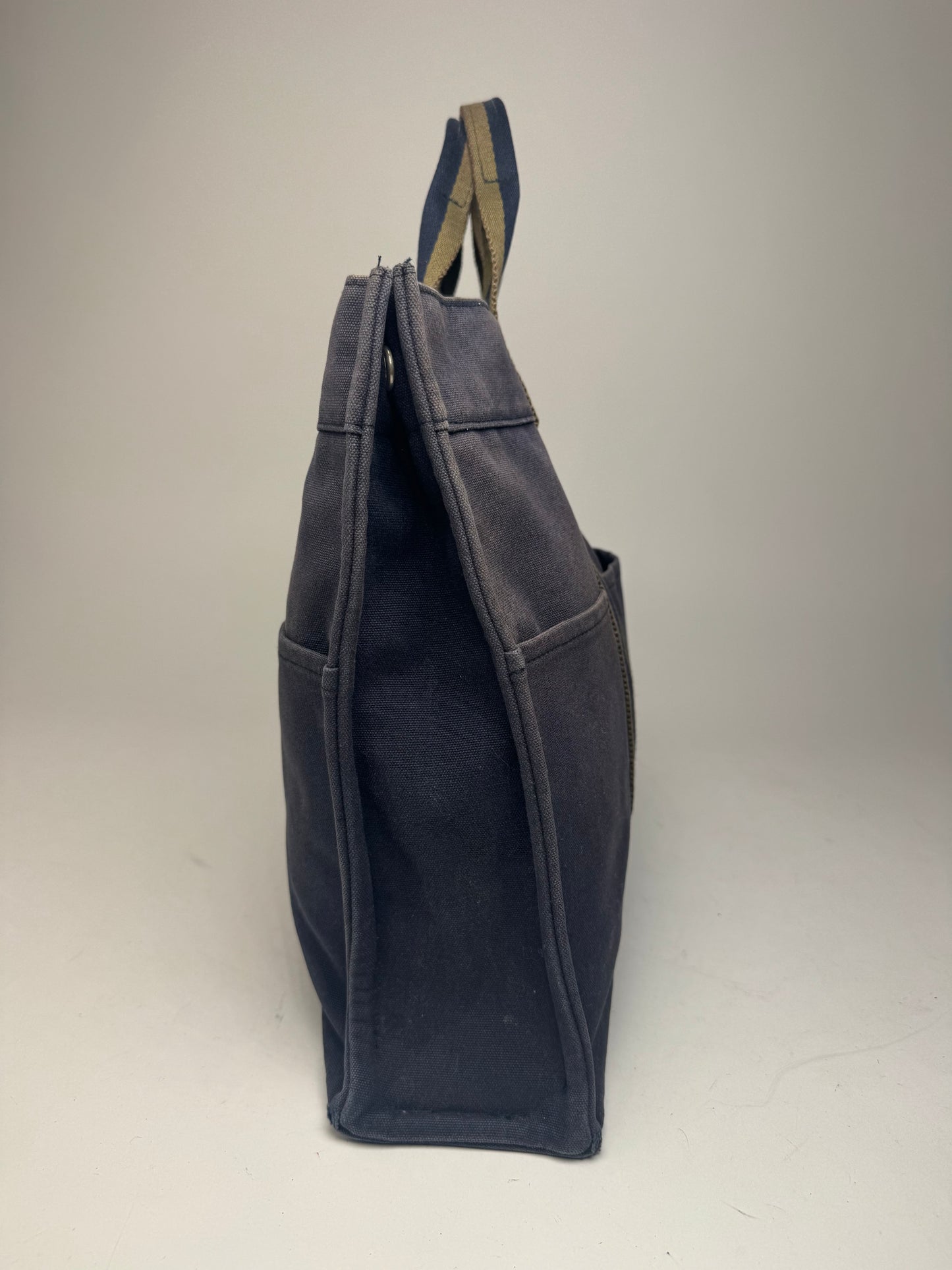 Vintage Hermes Canvas Tote Bag Navy Green
