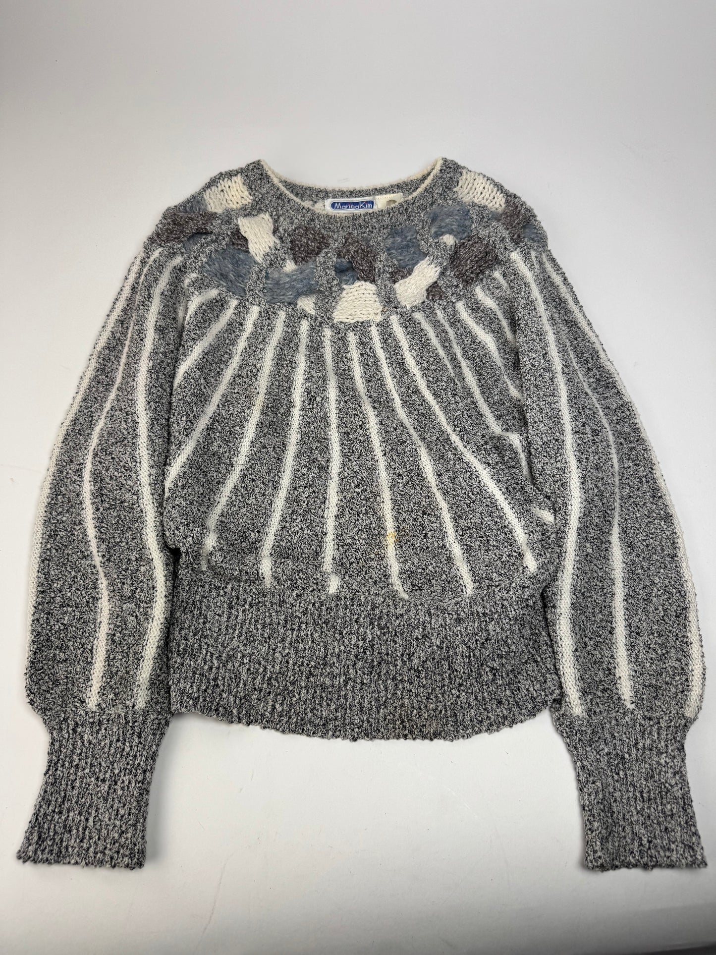 Vintage Mariea Kim Crewneck Sweater Grey/White/Black M