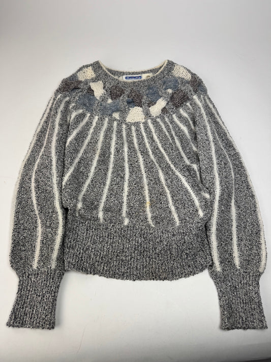 Vintage Mariea Kim Crewneck Sweater Grey/White/Black M