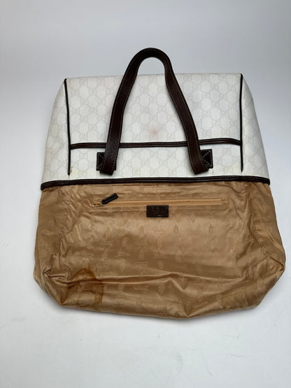 Vintage Gucci Monogram Tote Bag White Black
