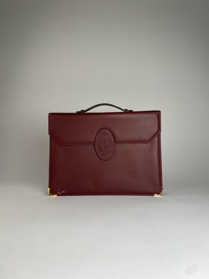 Vintage Cartier Leather Briefcase Burgundy