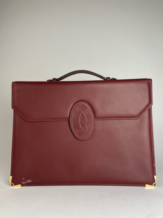 Vintage Cartier Leather Briefcase Burgundy