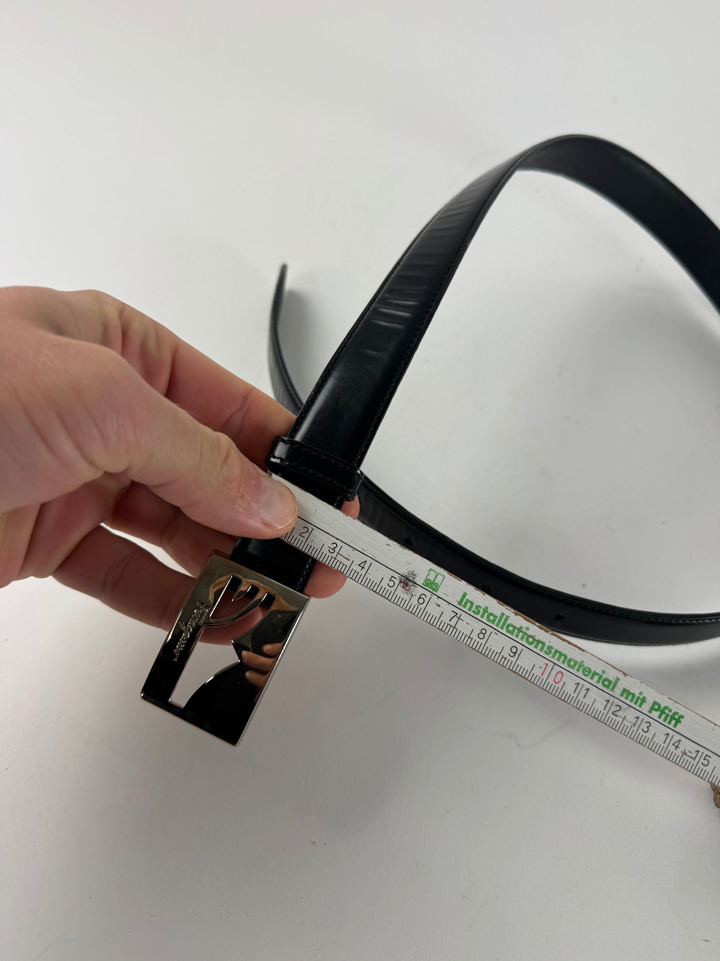 Vintage  Salvatore Ferragamo Patent Leather Belt Black