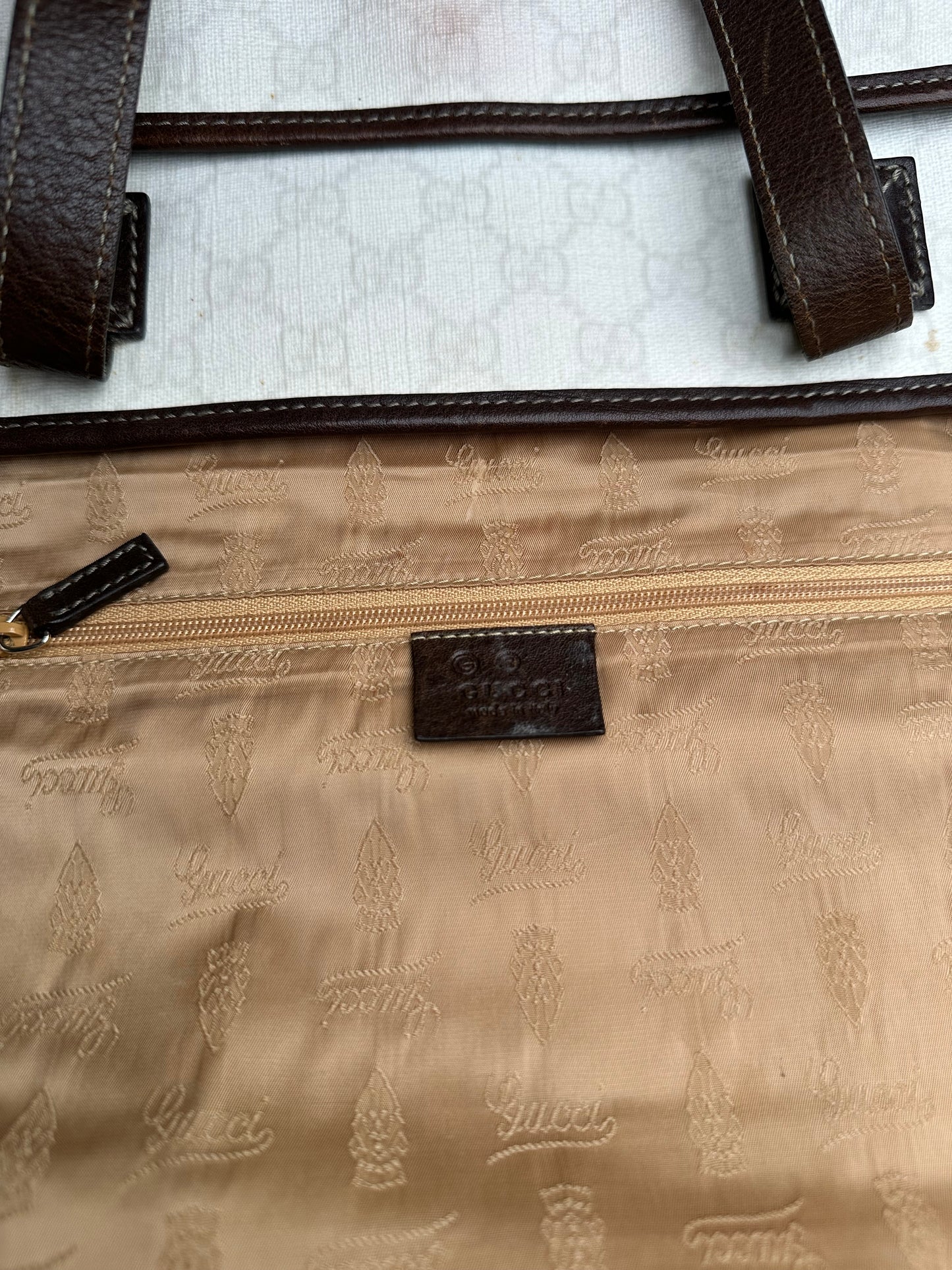 Vintage Gucci Monogram Tote Bag White Black