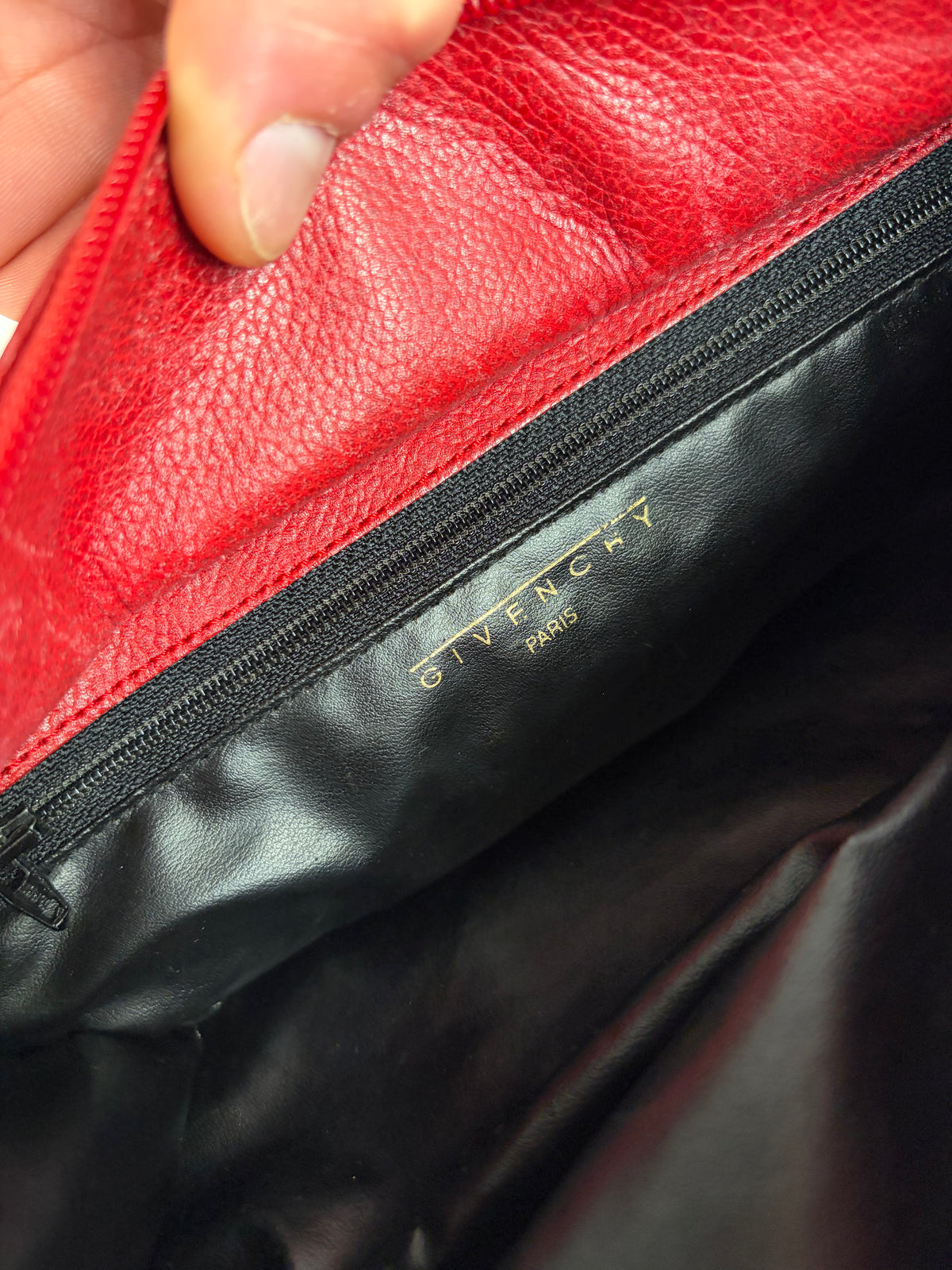 Vintage Givenchy Structured Leather Tote Red Gold