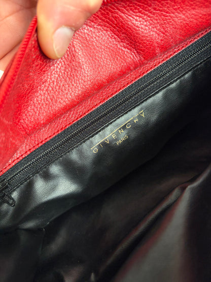 Vintage Givenchy Structured Leather Tote Red Gold