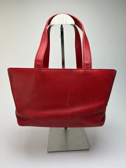 Vintage Givenchy Structured Leather Tote Red Gold