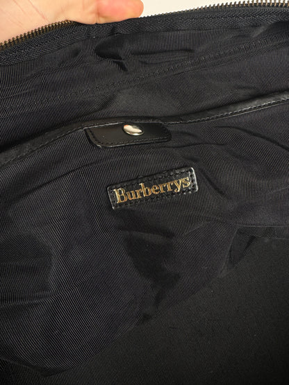Vintage Burberry Leather Duffel Bag Black
