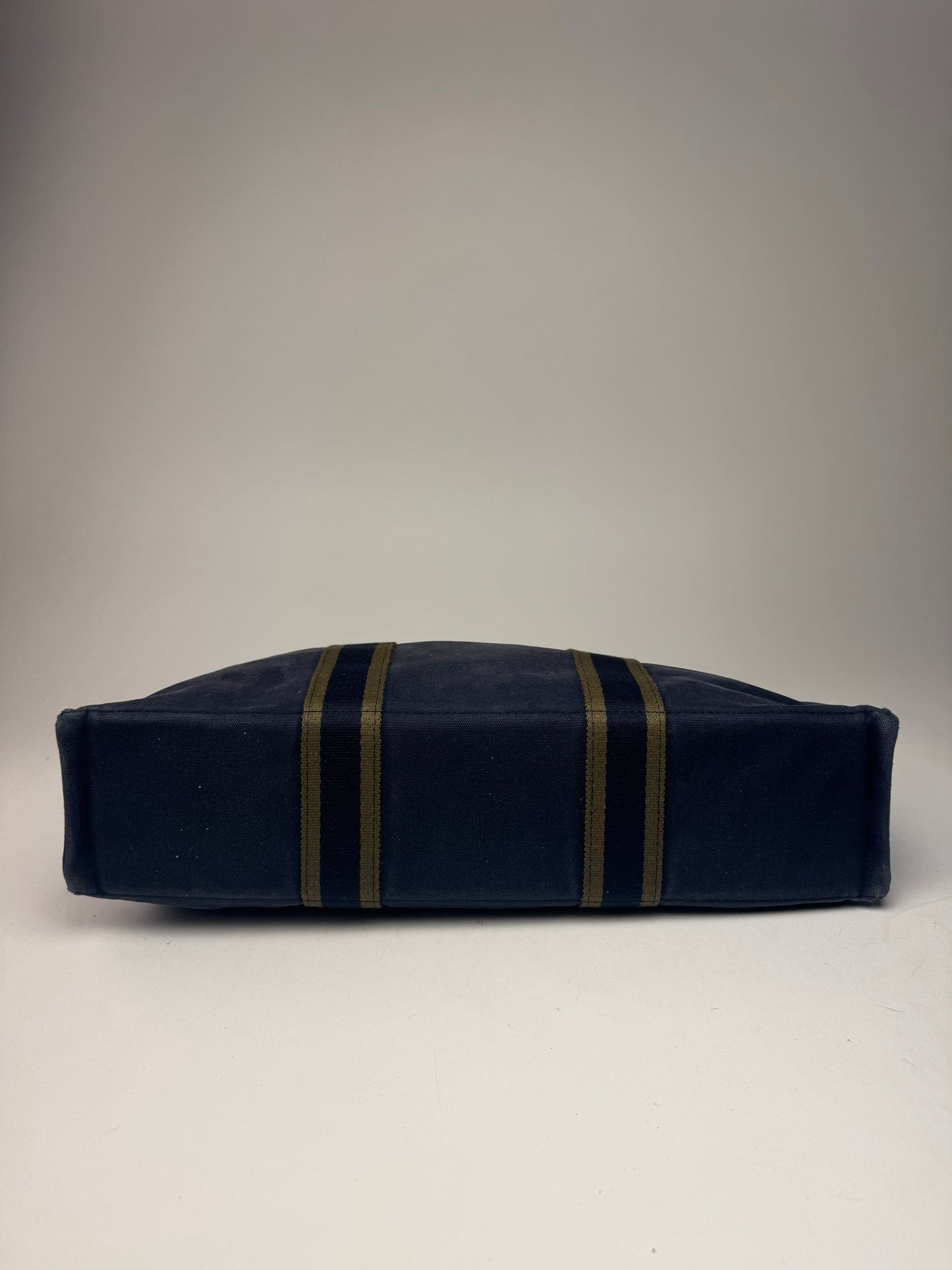 Vintage Hermes Canvas Tote Bag Navy Green