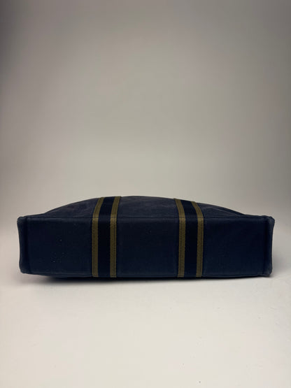 Vintage Hermes Canvas Tote Bag Navy Green