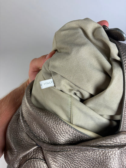 Vintage Marni Textured Leather Shoulder Bag Metallic Taupe