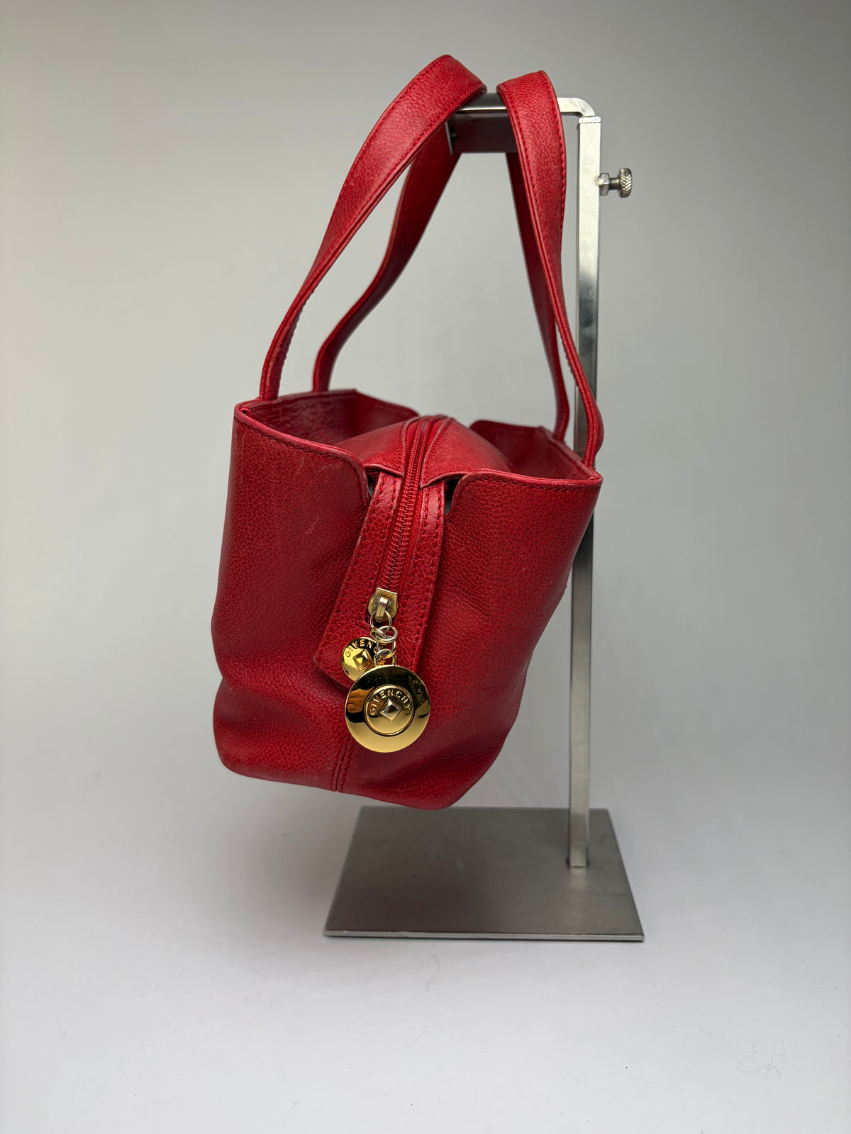 Vintage Givenchy Structured Leather Tote Red Gold