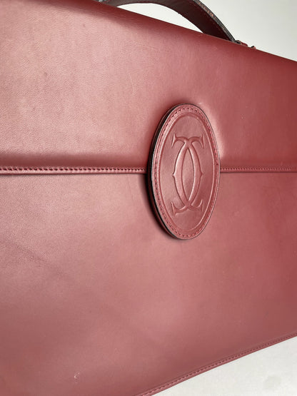 Vintage Cartier Leather Briefcase Burgundy