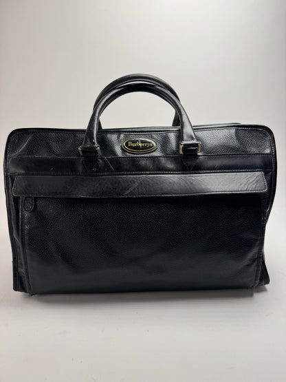Vintage Burberry Leather Duffel Bag Black