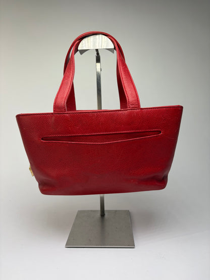 Vintage Givenchy Structured Leather Tote Red Gold