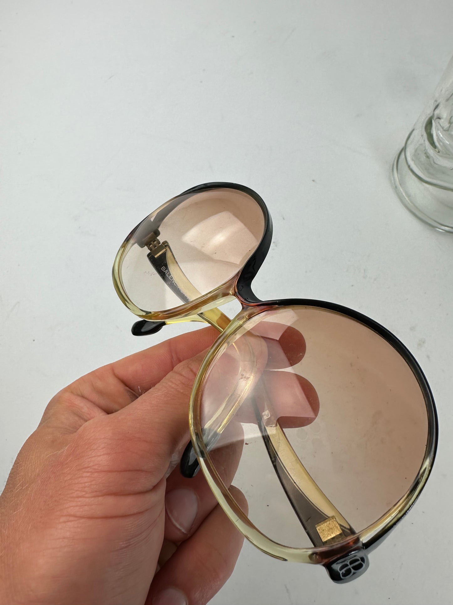 Vintage Balenciaga Acetate Sunglasses Black