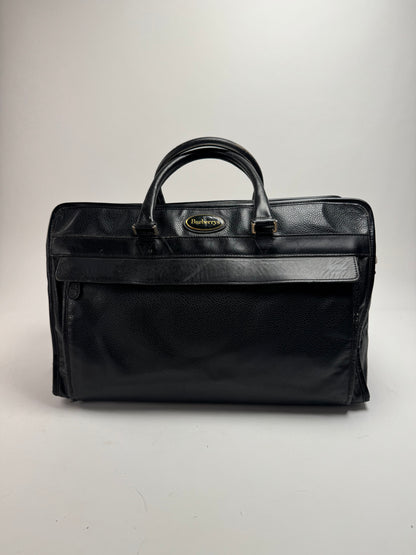 Vintage Burberry Leather Duffel Bag Black