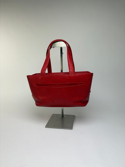 Vintage Givenchy Structured Leather Tote Red Gold