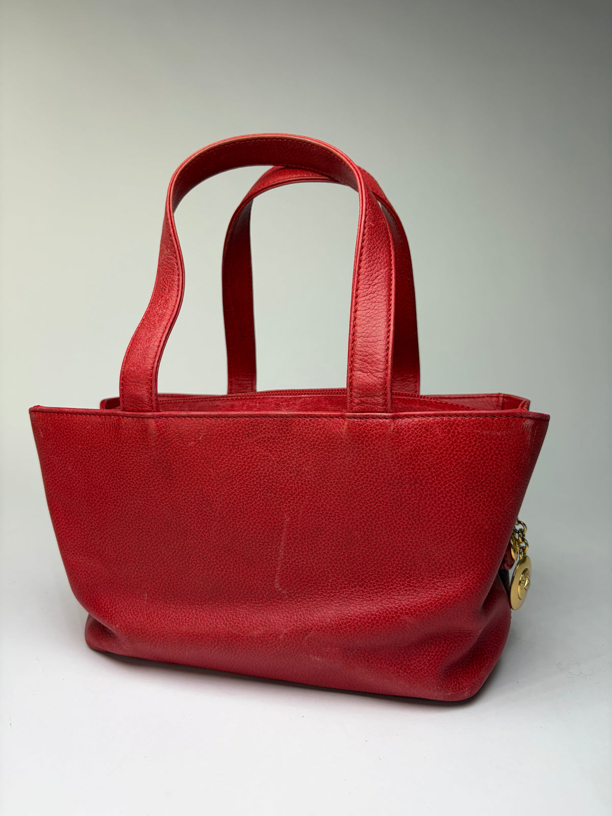 Vintage Givenchy Structured Leather Tote Red Gold