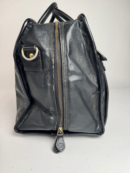 Vintage Burberry Leather Duffel Bag Black