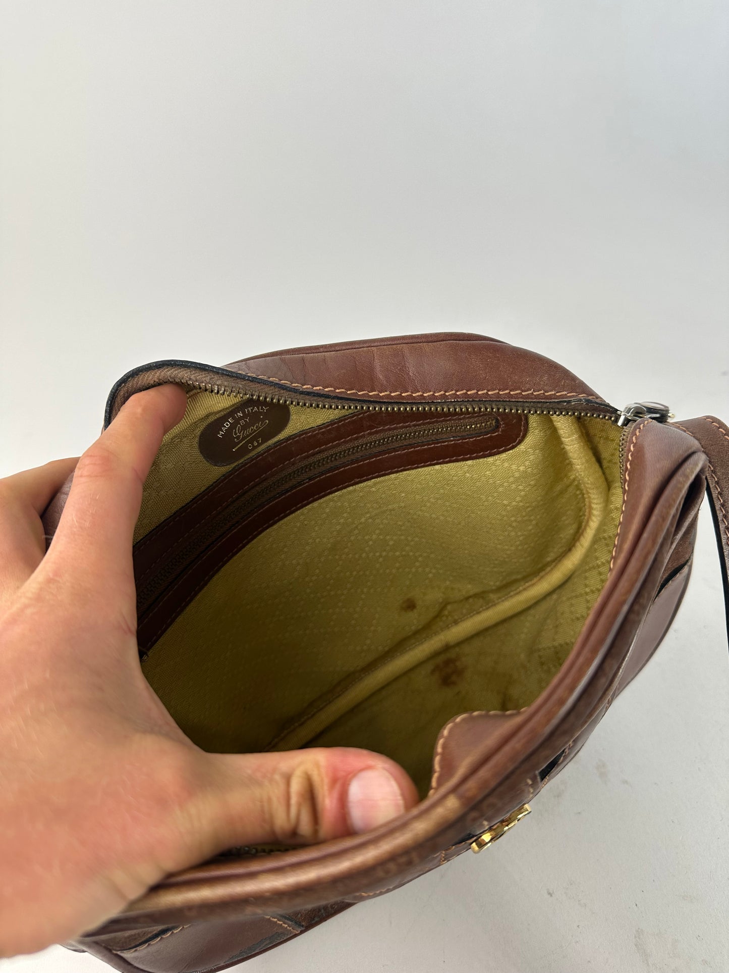 Vintage Gucci Canvas Shoulder Bag Brown