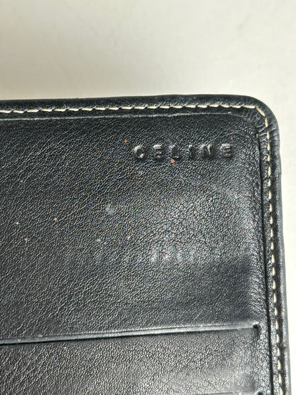 Vintage Celine Paris Triomphe Monogram Long Wallet Grey Black
