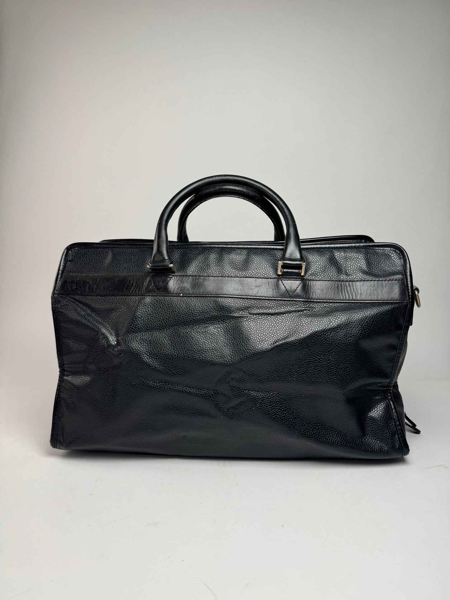 Vintage Burberry Leather Duffel Bag Black