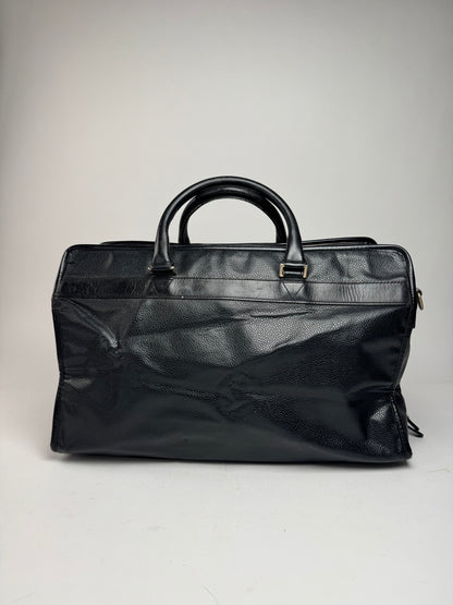 Vintage Burberry Leather Duffel Bag Black