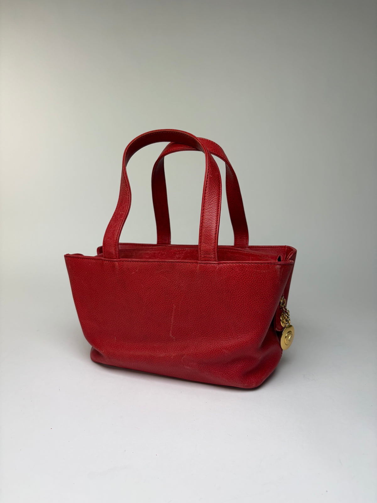 Vintage Givenchy Structured Leather Tote Red Gold