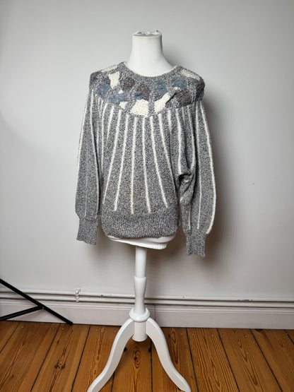 Vintage Mariea Kim Crewneck Sweater Grey/White/Black M