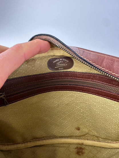 Vintage Gucci Canvas Shoulder Bag Brown