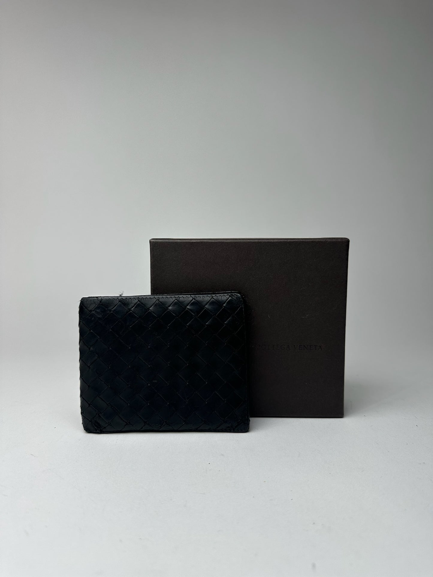 Vintage Bottega Veneta Intrecciato Leather wallet Black