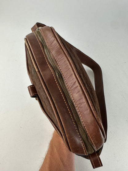 Vintage Gucci Canvas Shoulder Bag Brown