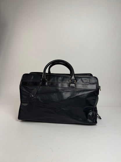 Vintage Burberry Leather Duffel Bag Black
