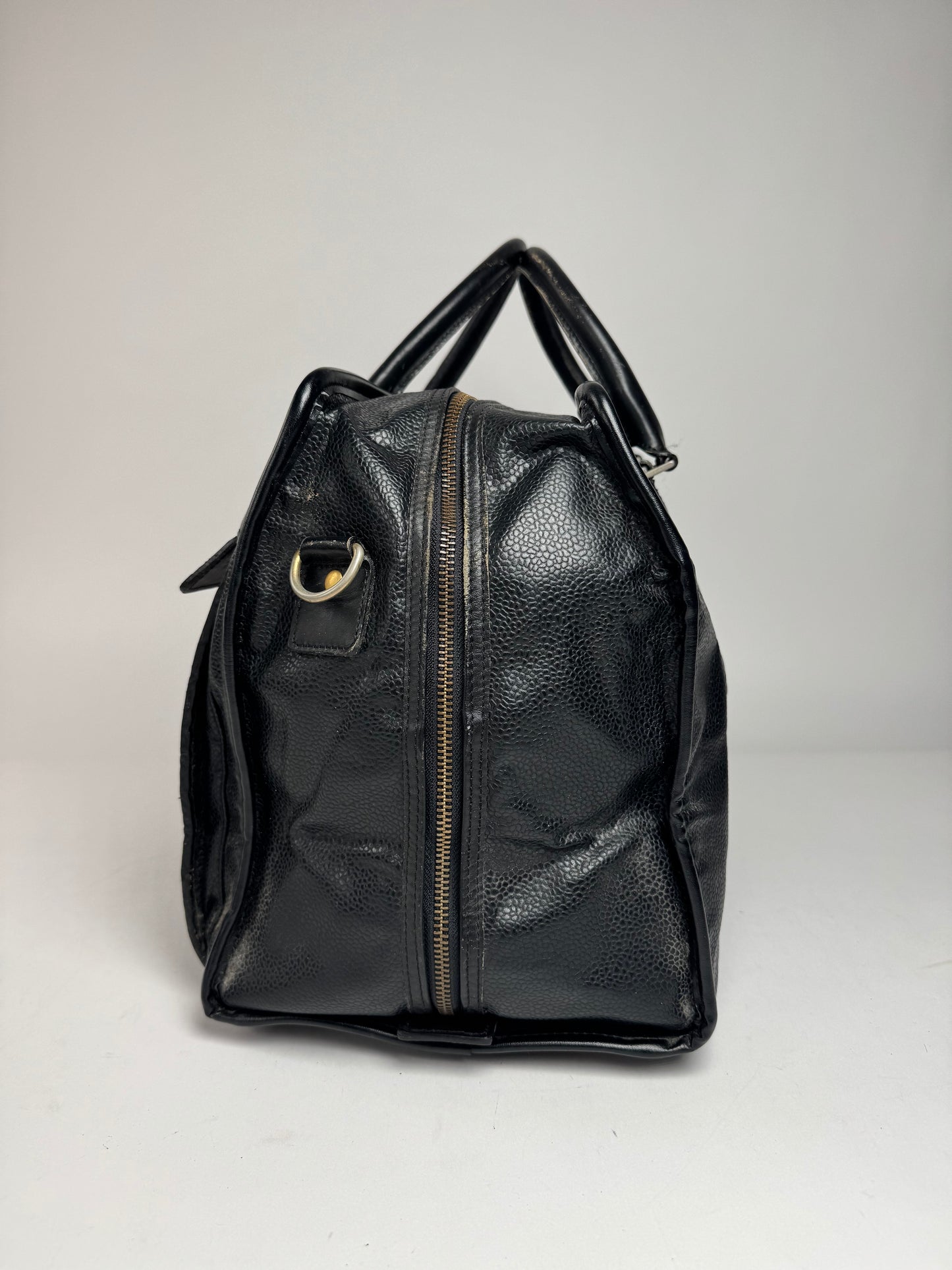 Vintage Burberry Leather Duffel Bag Black
