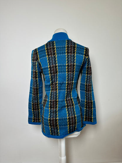Vintage Yves Saint Laurent Check Turtleneck Sweater Blue M
