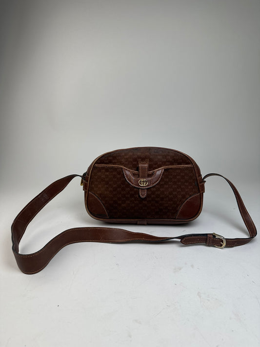 Vintage Gucci Canvas Shoulder Bag Brown