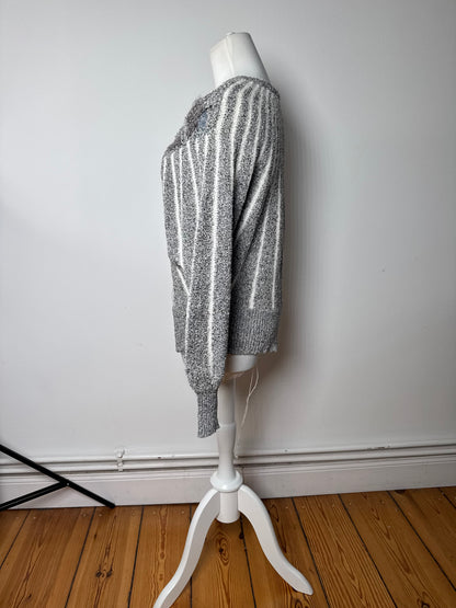 Vintage Mariea Kim Crewneck Sweater Grey/White/Black M