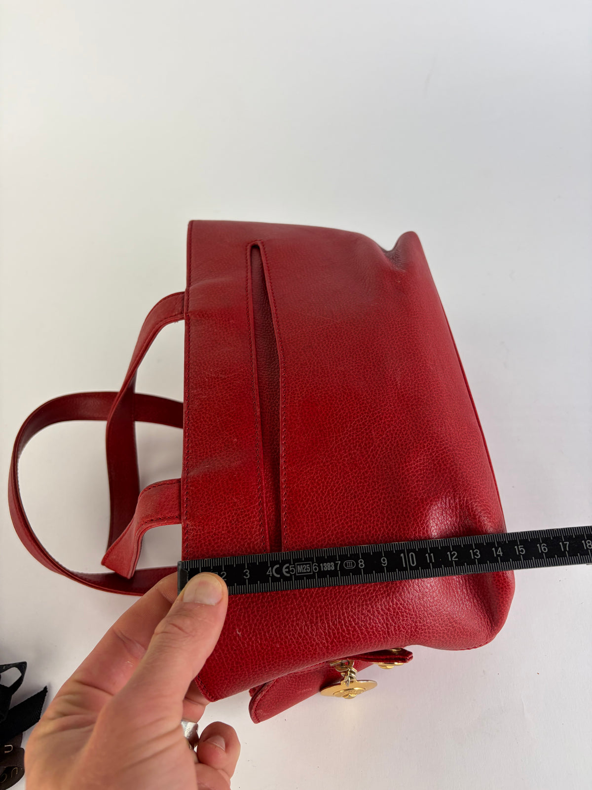 Vintage Givenchy Structured Leather Tote Red Gold