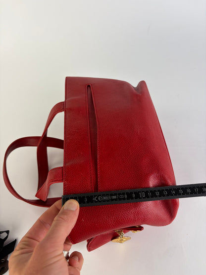 Vintage Givenchy Structured Leather Tote Red Gold
