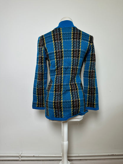Vintage Yves Saint Laurent Check Turtleneck Sweater Blue M