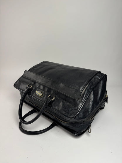 Vintage Burberry Leather Duffel Bag Black